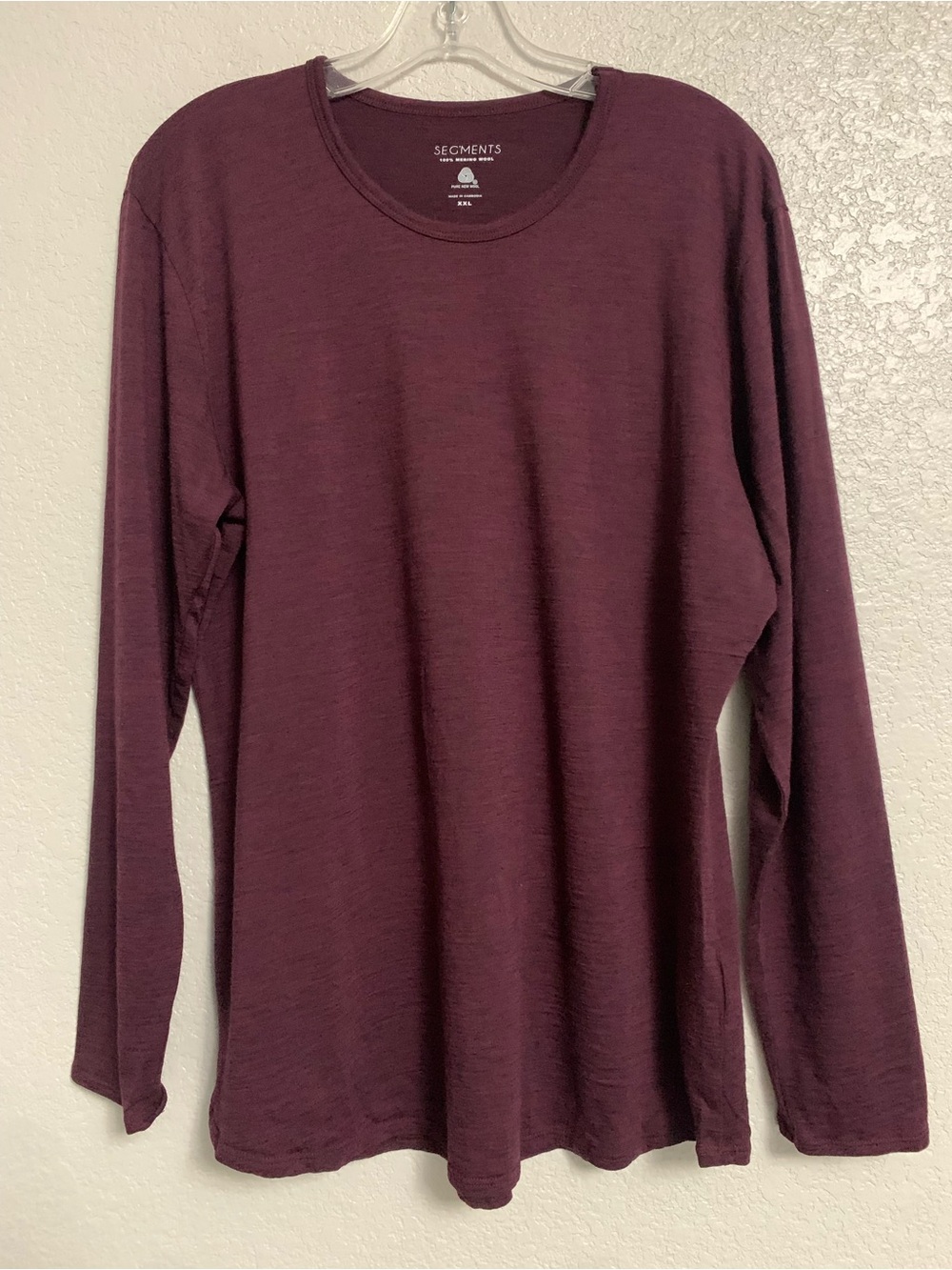 Segments Tee Top Womens XXL Merino Wool Base Layer Long Sleeve Crew Burgundy